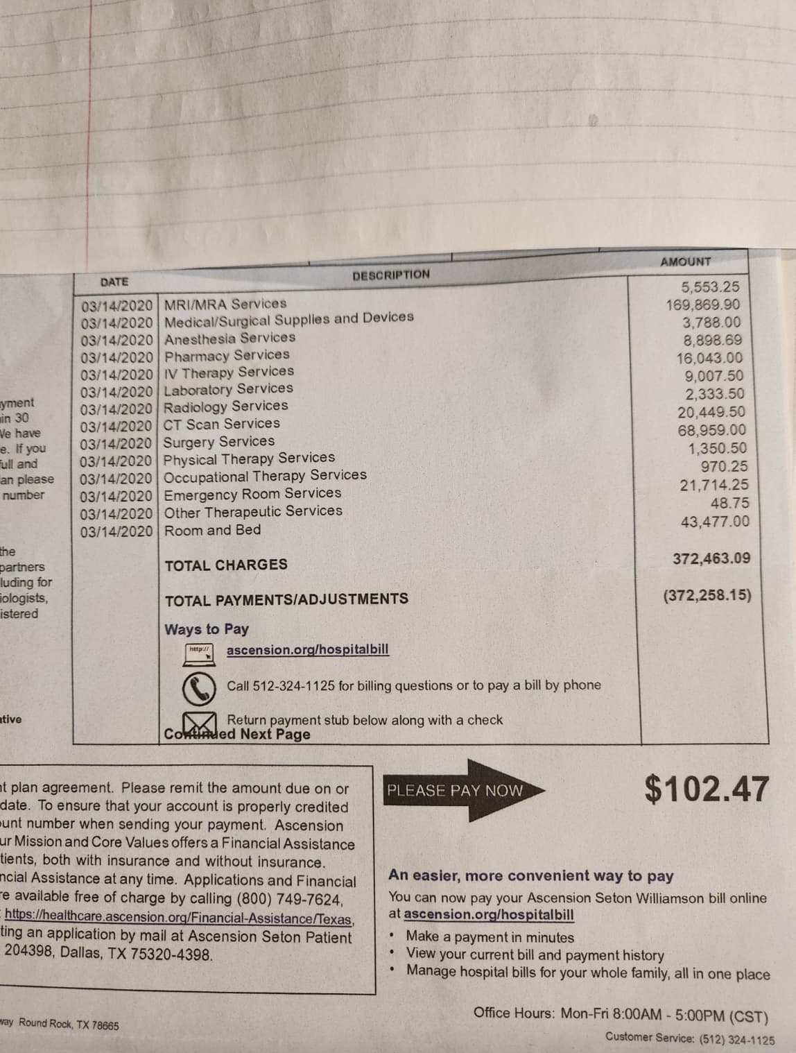 “I heard Reddit likes American medical bills. This covers about half of my cost from the accident.”